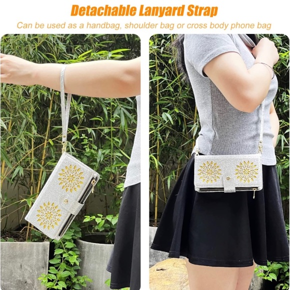 🆕 iPhone 13 Pro Max Cross Body Purse/Wallet Case  with Card Holder 6.7" - Picture 4 of 7